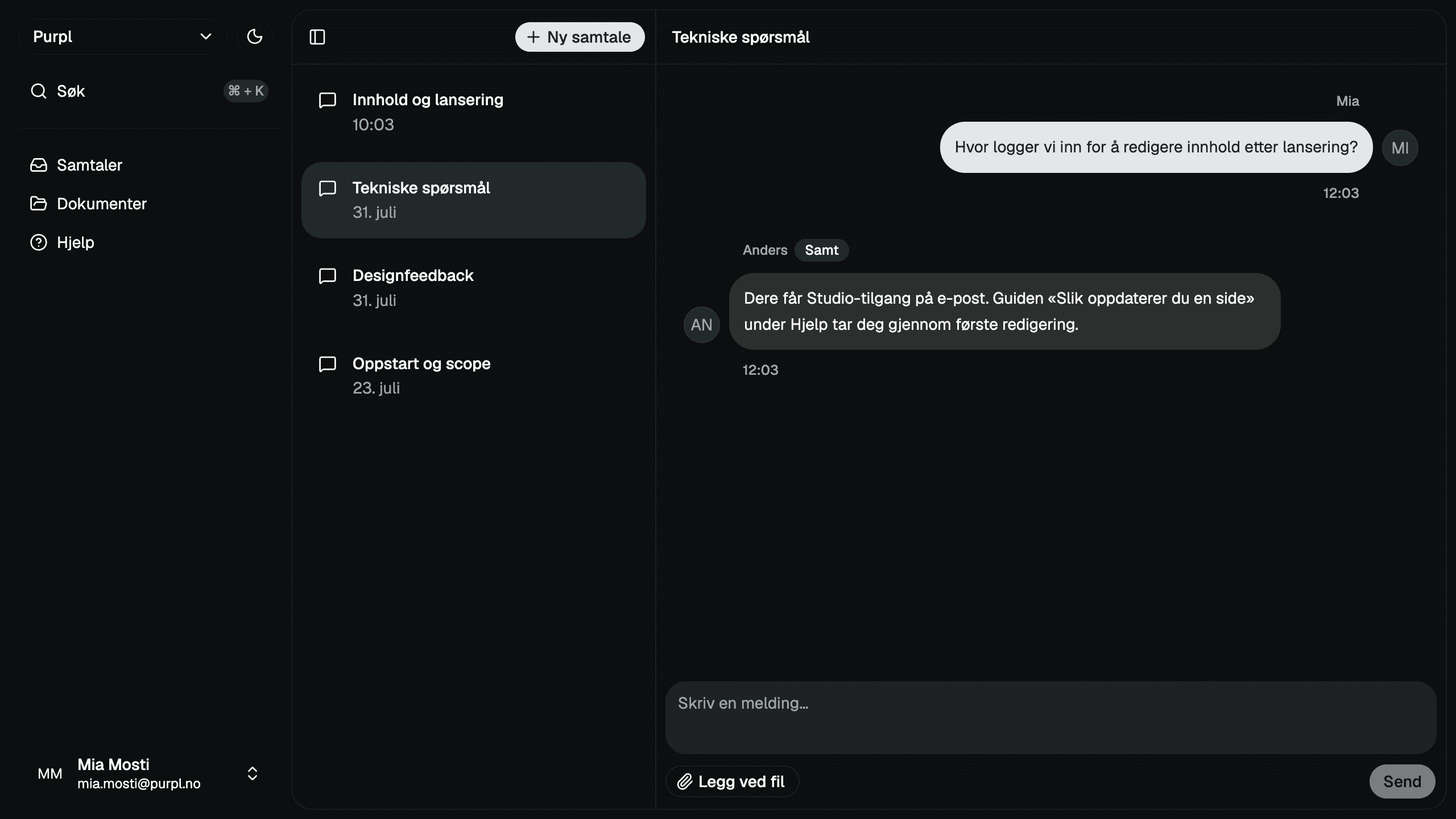 Samtaler i Din oversikt